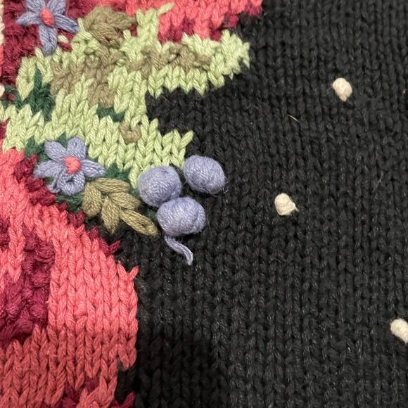 Vintage Susan Bristol 1994 Christmas Wreath Polkadot Ugly Sweater Black Large - Picture 9 of 11